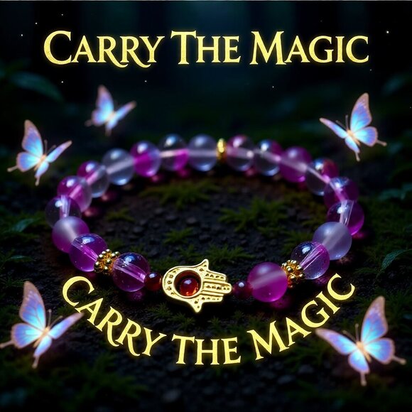 Flirty & Girly! Pretty in Pink! Hamsa Hand Protection Stretch Bracelet - Picture 7 of 11